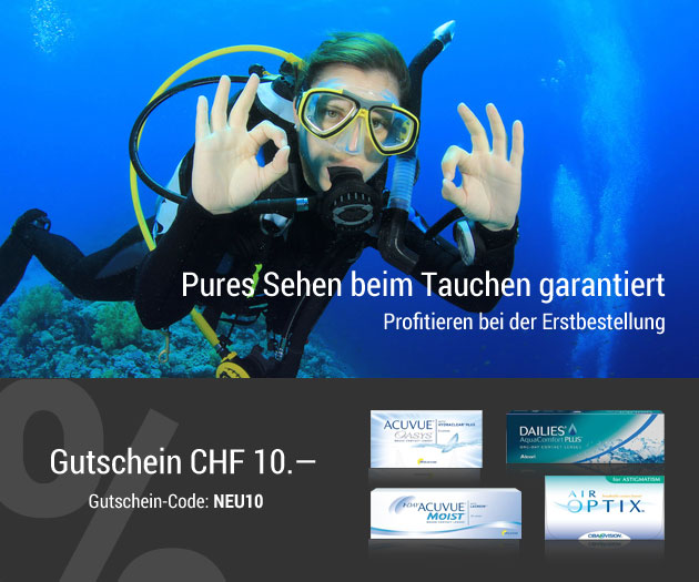 Profitiere jetzt von einem Gutschein im Wert von CHF 10.- auf alle Kontaktlinsen