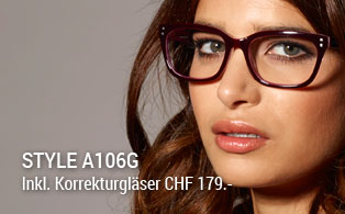 Leicht rötliche Kunststoffbrille mit markanter Form trifft den Trend